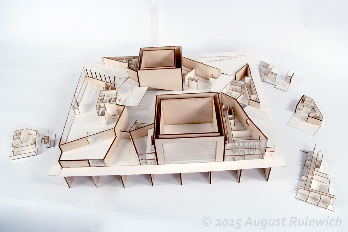 Final model showing disassembly for viewing of interior floors